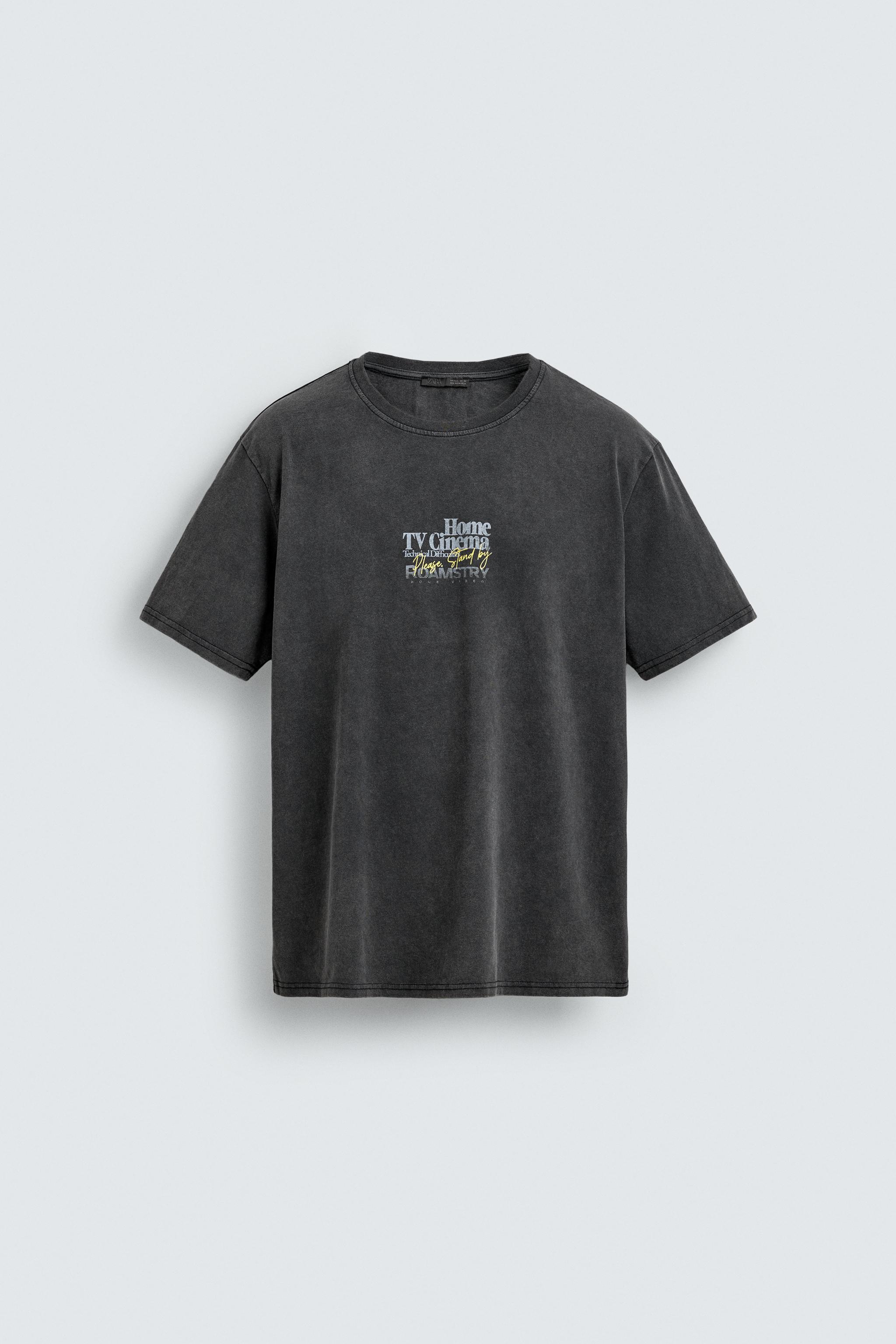 CONTRASTING TEXT WASHED T-SHIRT